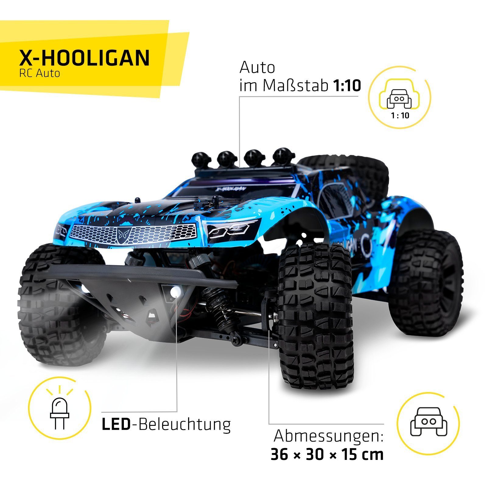 Overmax RC-Auto HOOLIGAN, 50 km/h 4x4 Antrieb 40 Minuten 100 Meter Reichweite