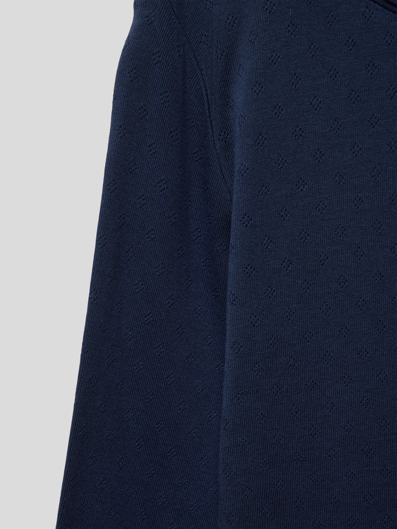 Longsleeve mit Ajour-Muster in marineblau