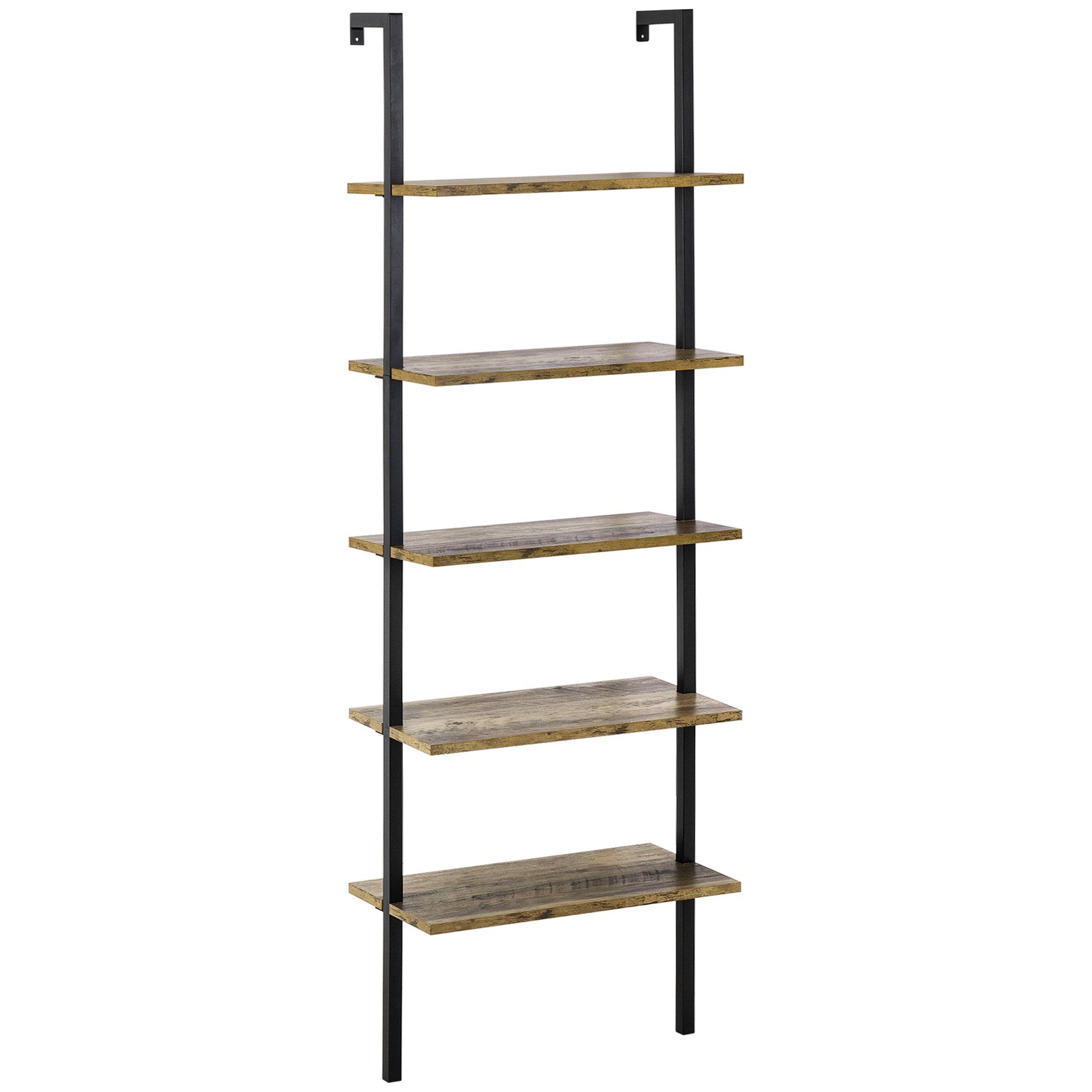 HOMCOM Leiterregal im Industrie-Design 5 Regale 60 cm x 30 cm x 184,5 cm Metall