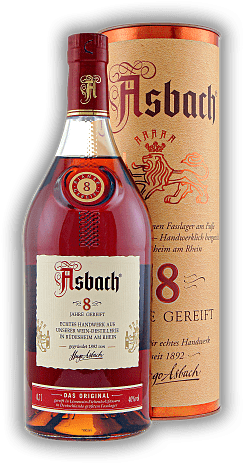 Asbach Uralt Privatbrand 8 Jahre Asbach Uralt Privatbrand 8 Jahre Einzigartiger und unvergleichlich abgerundeter Geschmack. Alter 8 J. - 0,7	 Liter - Vol 40%