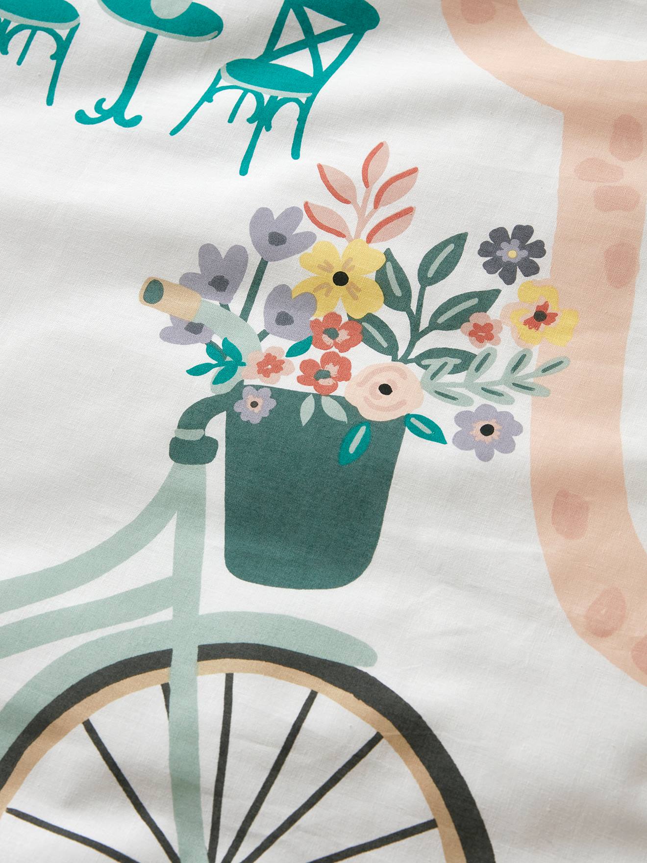 Vertbaudet Kinder Bettwäsche-Set BLUMENFAHRRAD Oeko-Tex - wollweiß/mehrfarbig