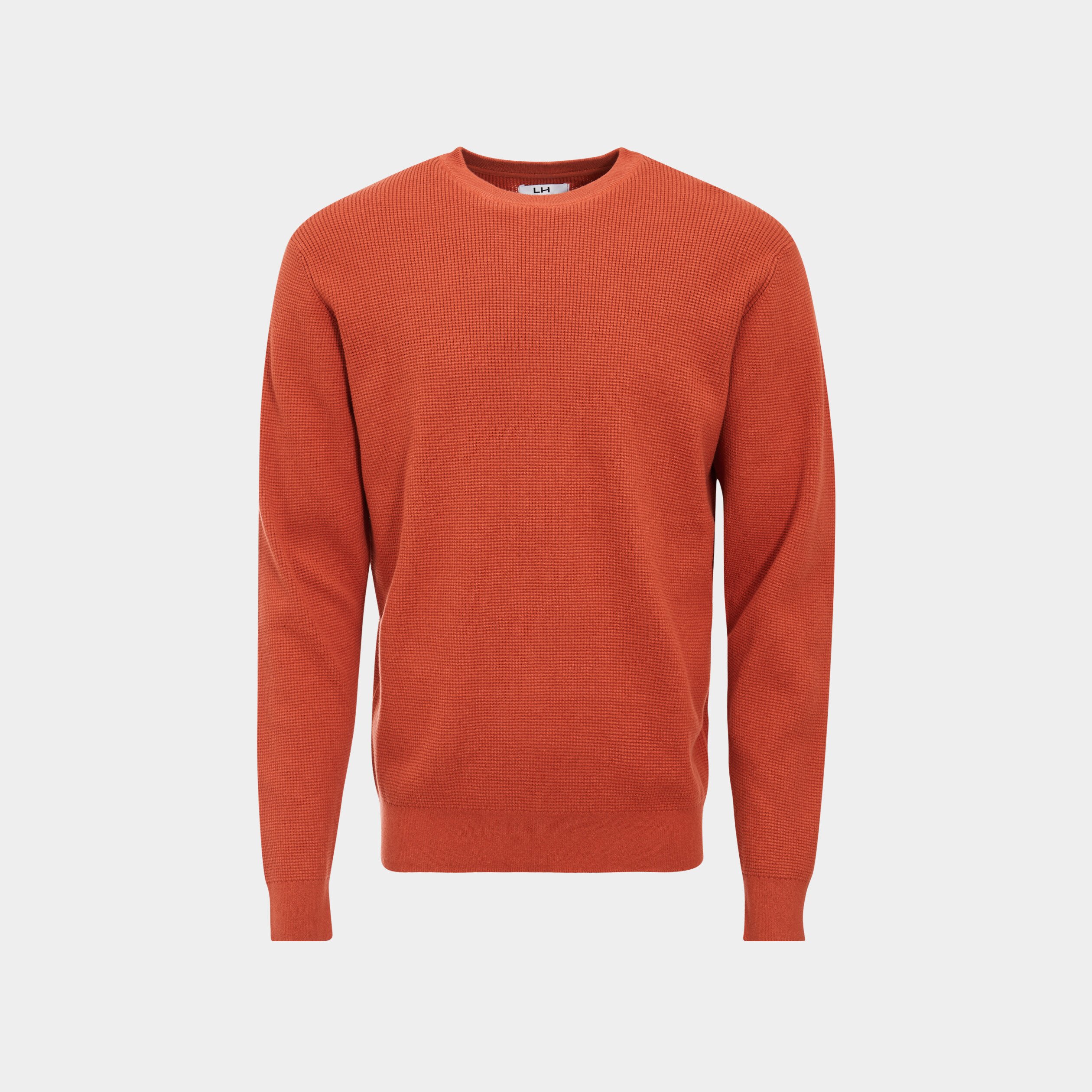 Pull avec col rond à relief orange foncé homme | La Halle