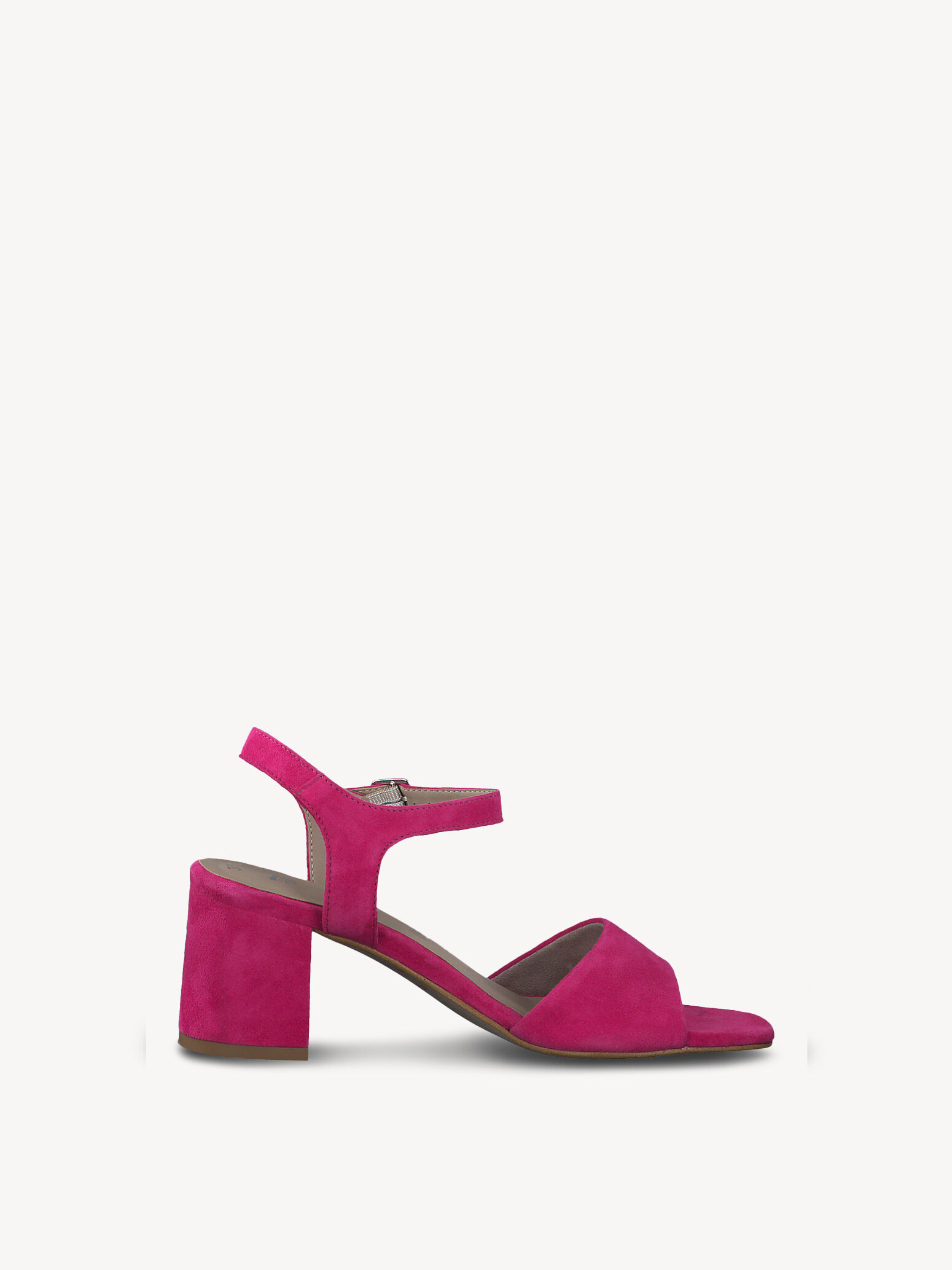 Sandale à talon en cuir - rose fuchsia