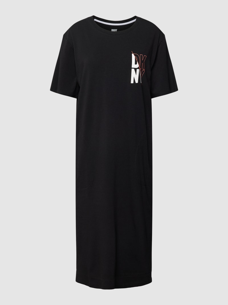 Nachthemd mit Logo-Print in schwarz