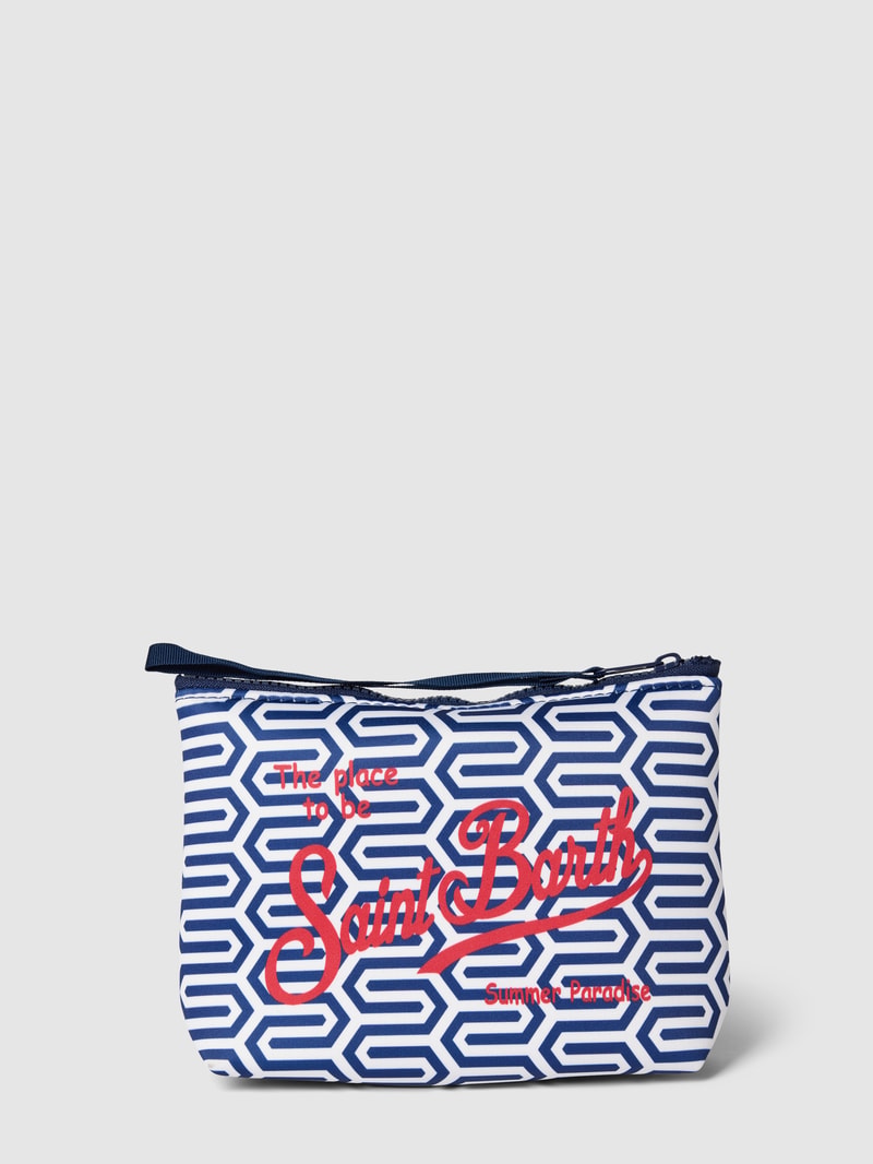 Kulturtasche mit Allover-Muster Modell 'ALINE SPONGE' in marineblau