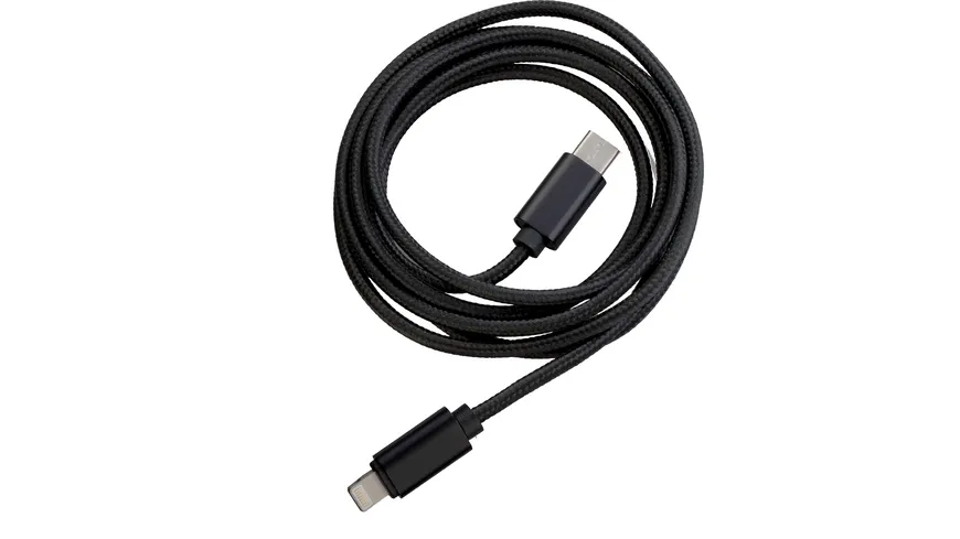 PETER JÄCKEL FASHION 1,5m Data Cable Black für Typ-C/ Apple Lightning mit Sync- und Ladefunktion