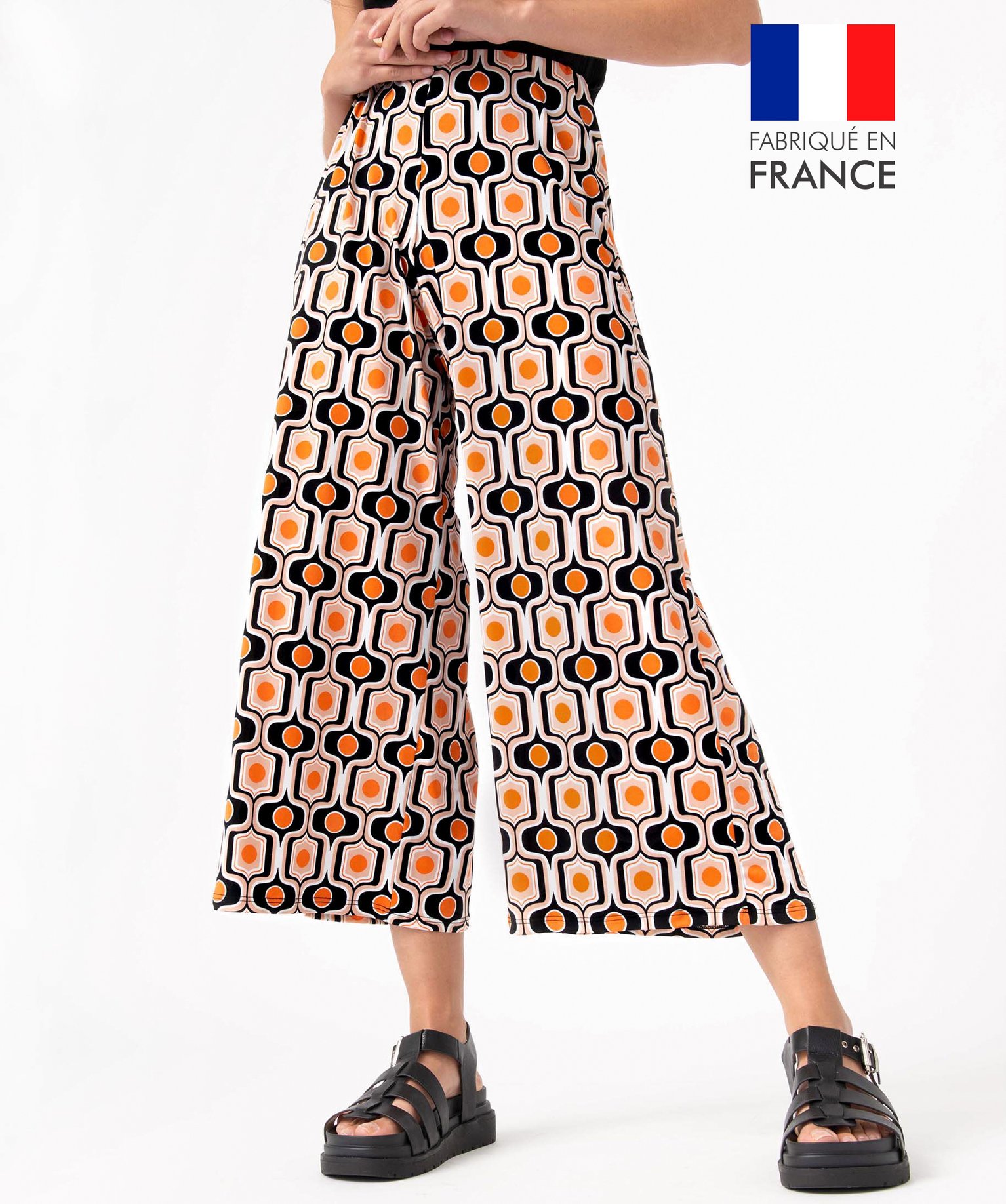 Pantacourt femme imprimé en maille fluide extensible imprime | GEMO