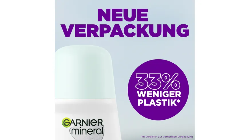 Garnier Mineral Deo Roller Protection 5 - 48h Anti-Schweiß für ein lang anhaltendes Gefühl von Frische ohne Rückstände 50 ml