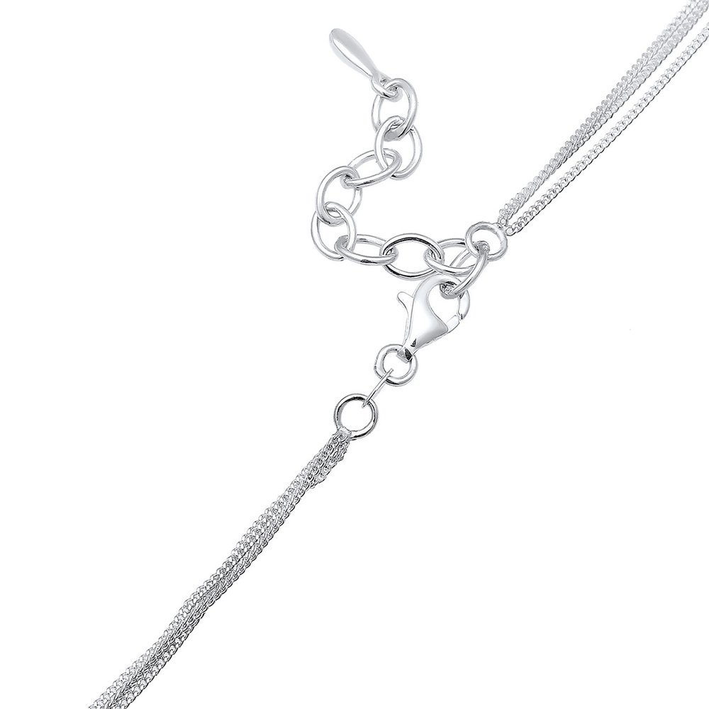 Elli Elli Collier Femmes Bâton Cercle Géo Couches avec Cristaux en Argent Sterling 925 collier
