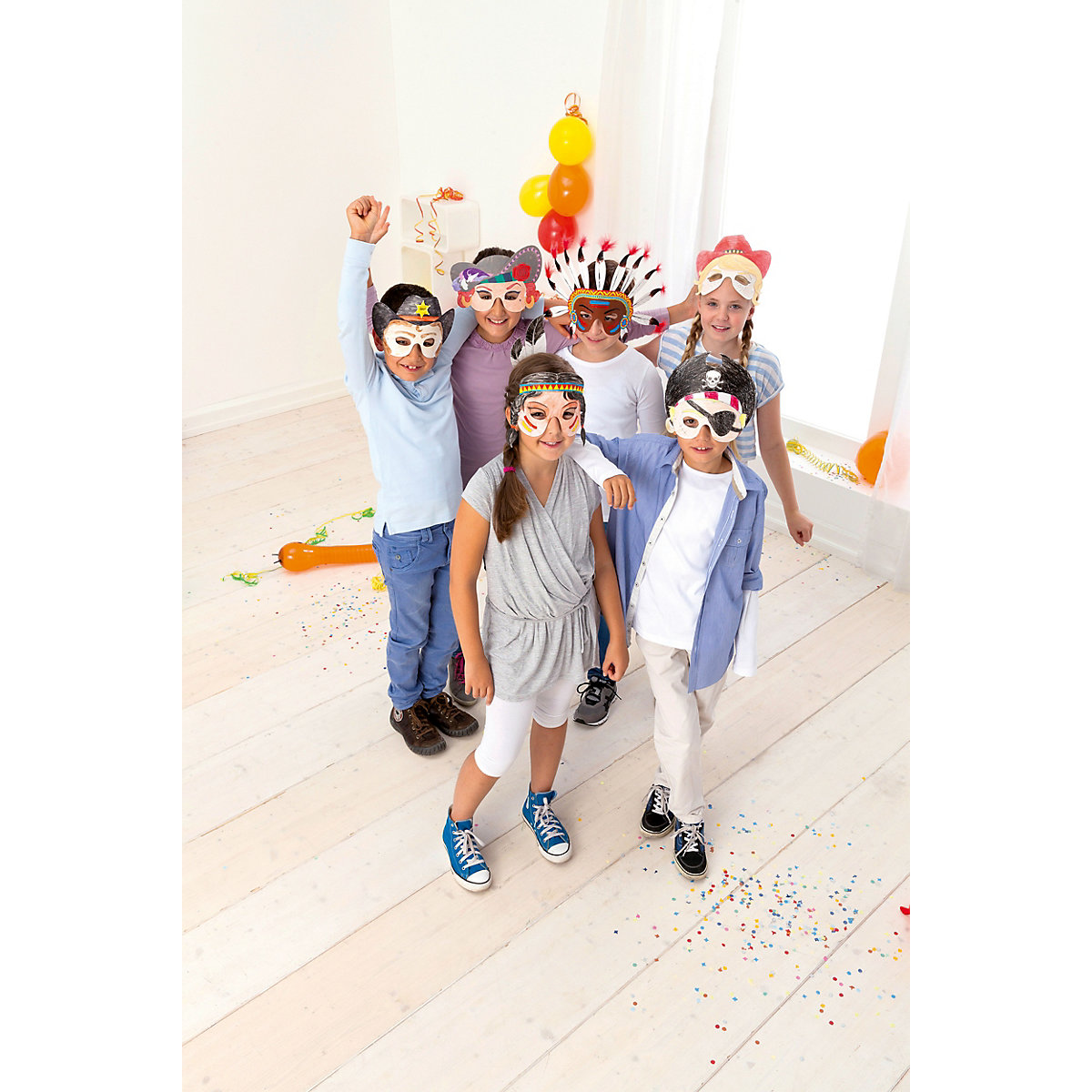 Pappmaskenset Kinder, 6 Stück