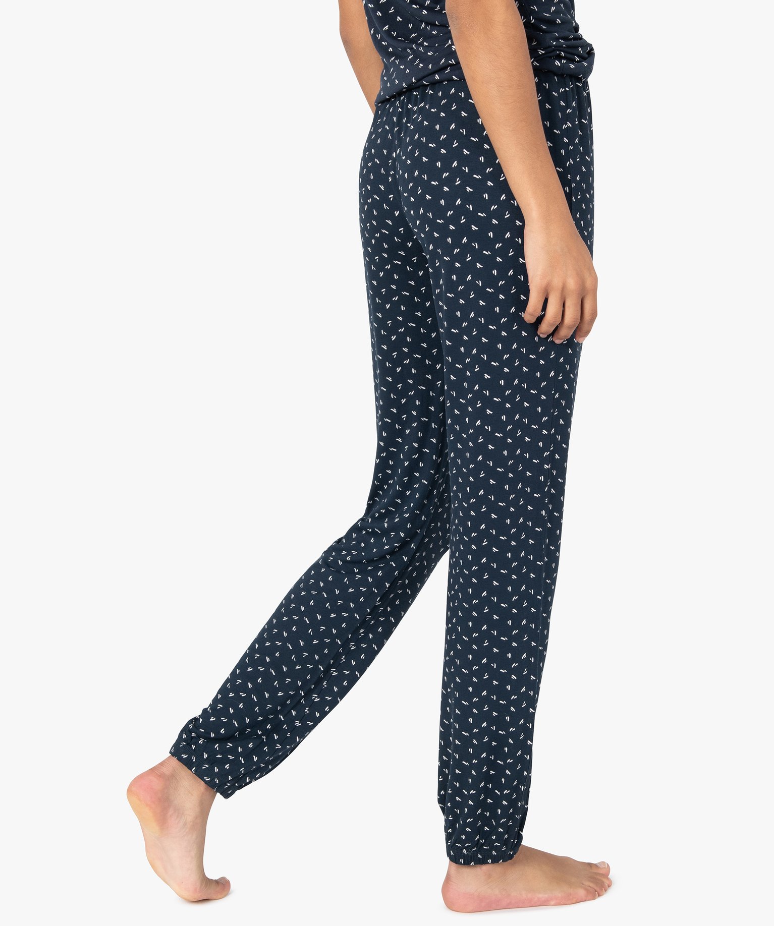 Pantalon de pyjama femme en maille fine avec bas resserré multicolore | GEMO