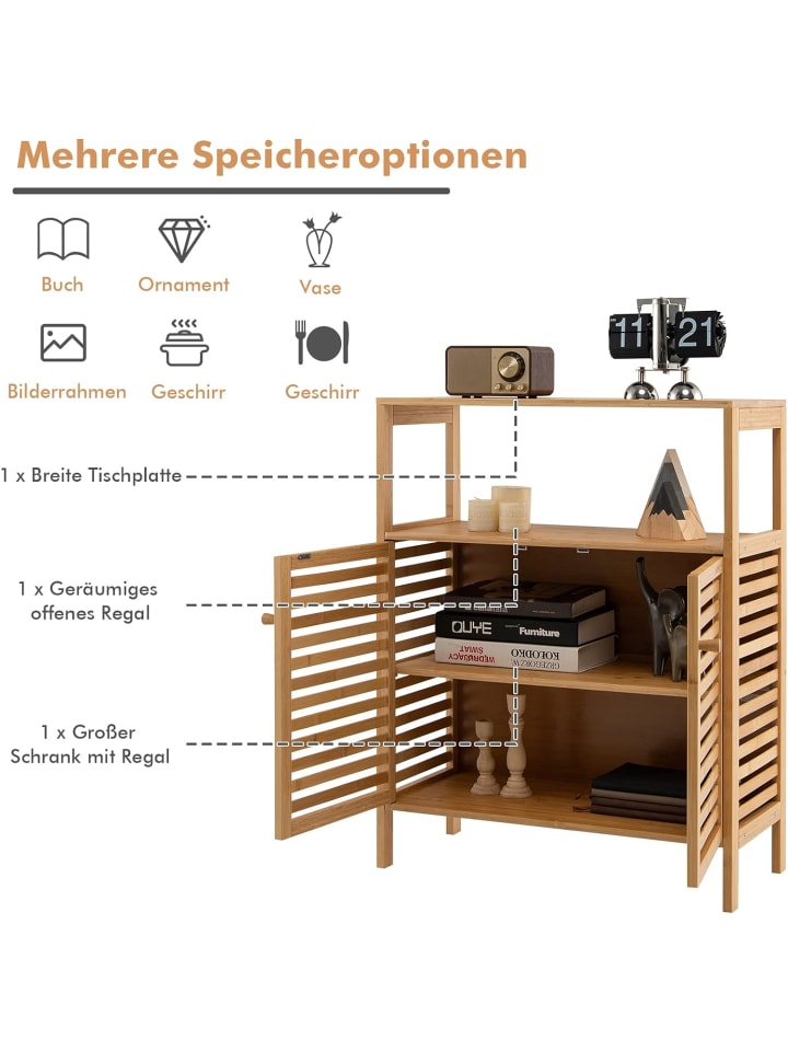 COSTWAY Badezimmerschrank Bambus in Hellbraun günstig kaufen onesize