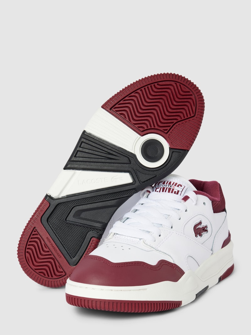 Sneaker aus echtem Leder in Two-Tone-Machart Modell 'LINESHOT' in bordeaux rot