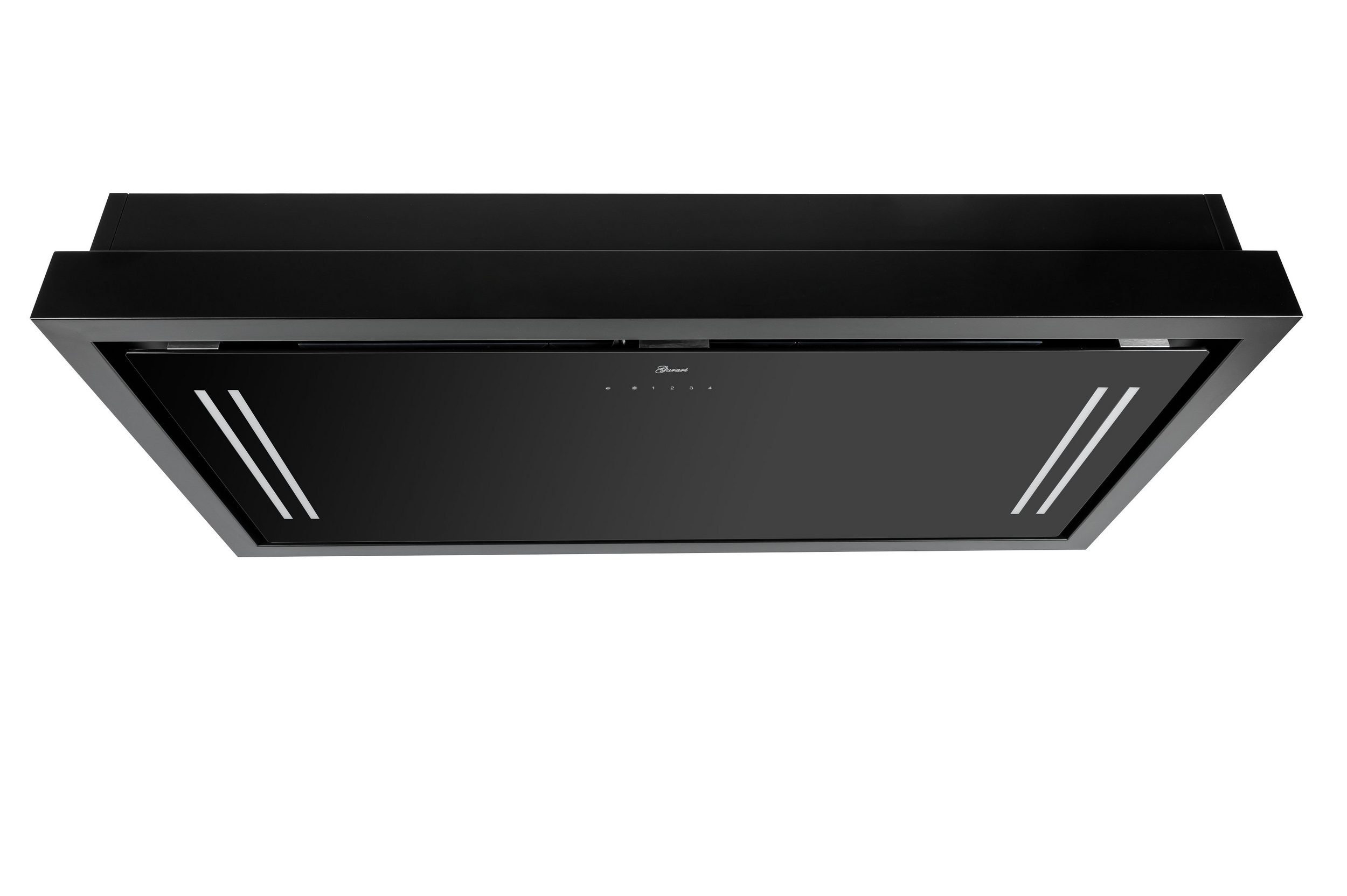 GURARI Deckenhaube GCH C 343 90 BL PRIME, Dunstabzugshaube 90cm/ Schwarz Glas/ Effizient