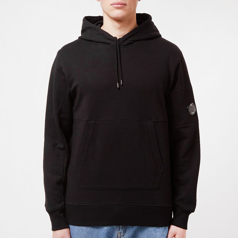 C. P. Company Diagonal Raised Fleece Pullover Hoodie Black
