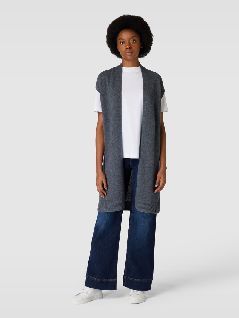 Strickjacke mit offener Front in anthrazit meliert