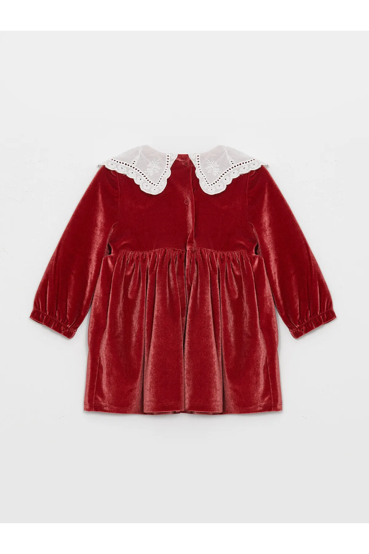 LC Waikiki  Baby-Mädchenkleid aus Samt mit Bebe-Kragen und langen Ärmeln