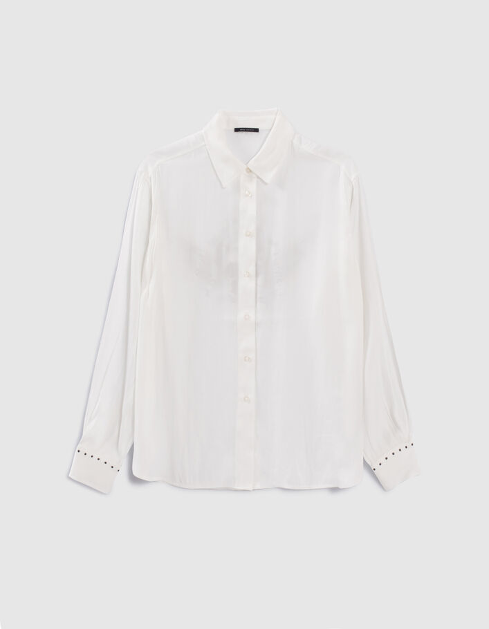 Chemise écrue fluide tête de mort cloutée dos Femme