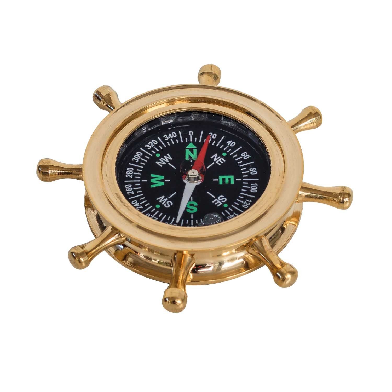 Aubaho Kompass Kompass Steuerrad Maritim Dekoration Navigation Messing Antik-Stil