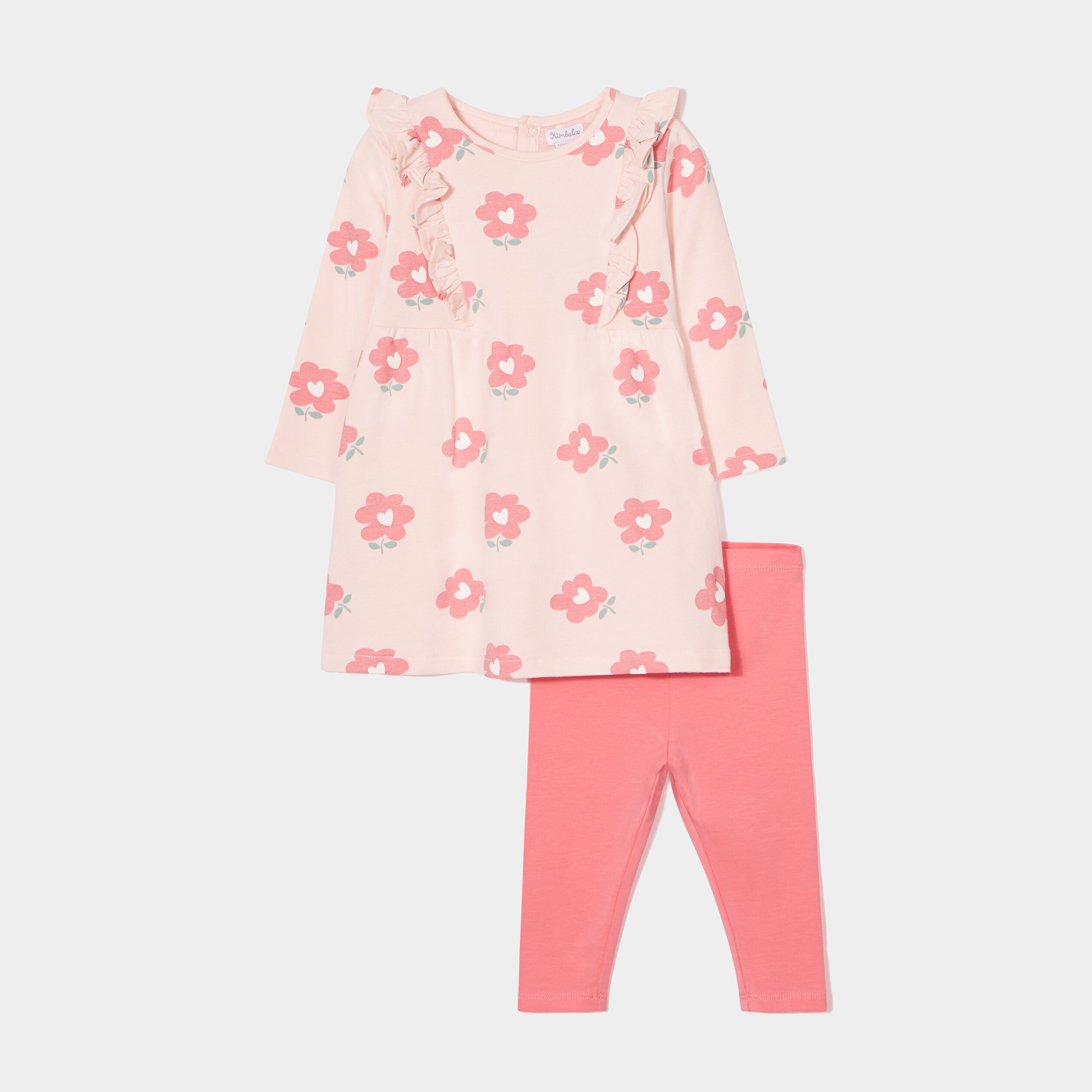 Ensemble robe et legging coton rose clair bébé fille | La Halle