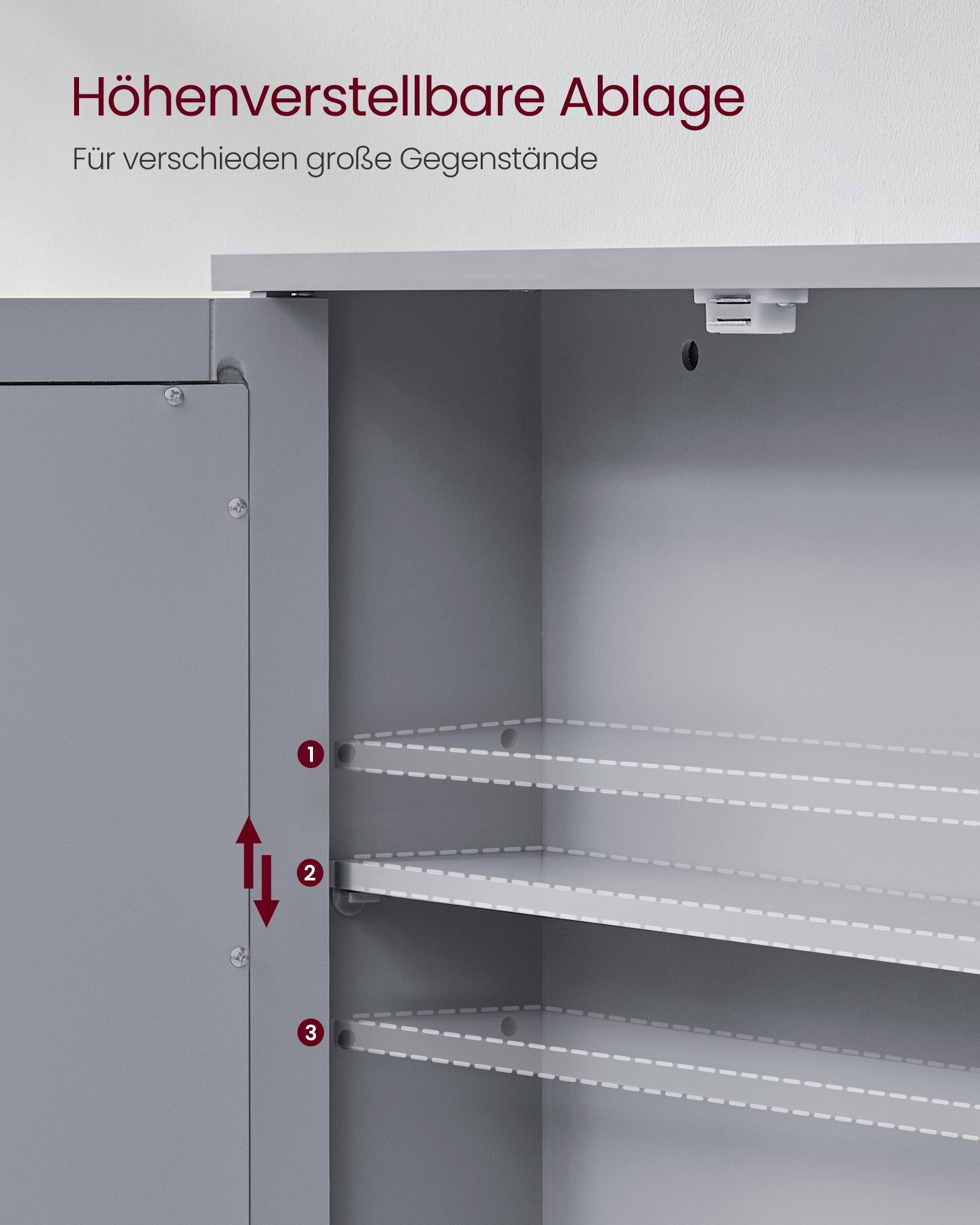 VASAGLE Spiegelschrank 2 Spiegeltüren und Ablage, verstellbare Regalebene
