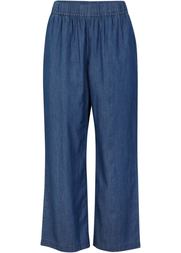 Leichte Schlupfjeans mit High-Waist-Bequembund, weit geschnitten