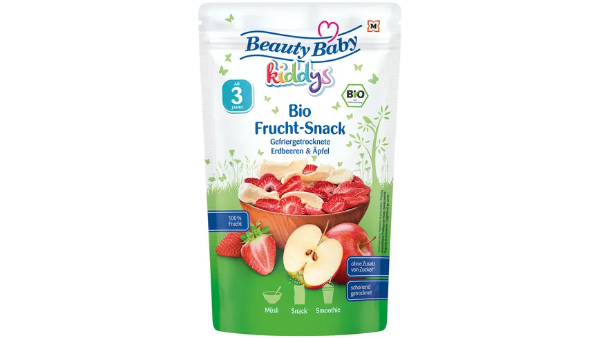 Beauty Baby Kiddys Bio Gefriergetrocknete Erdbeeren und Äpfel 25 g