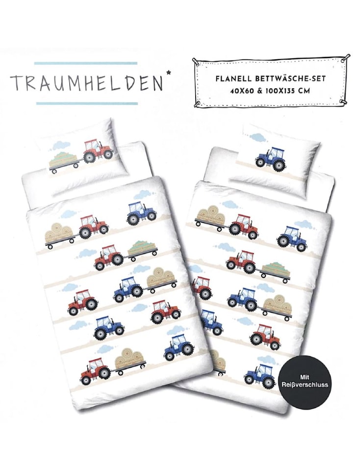 TRAUMHELDEN Baby Bettwäsche-Set Biber/Flanell 