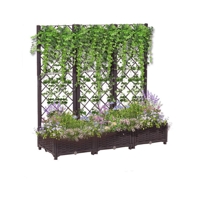 HC Garten & Freizeit Hochbeet mit Rankhilfe , ca. 120 x 40 x 121/15 cm - Braun
