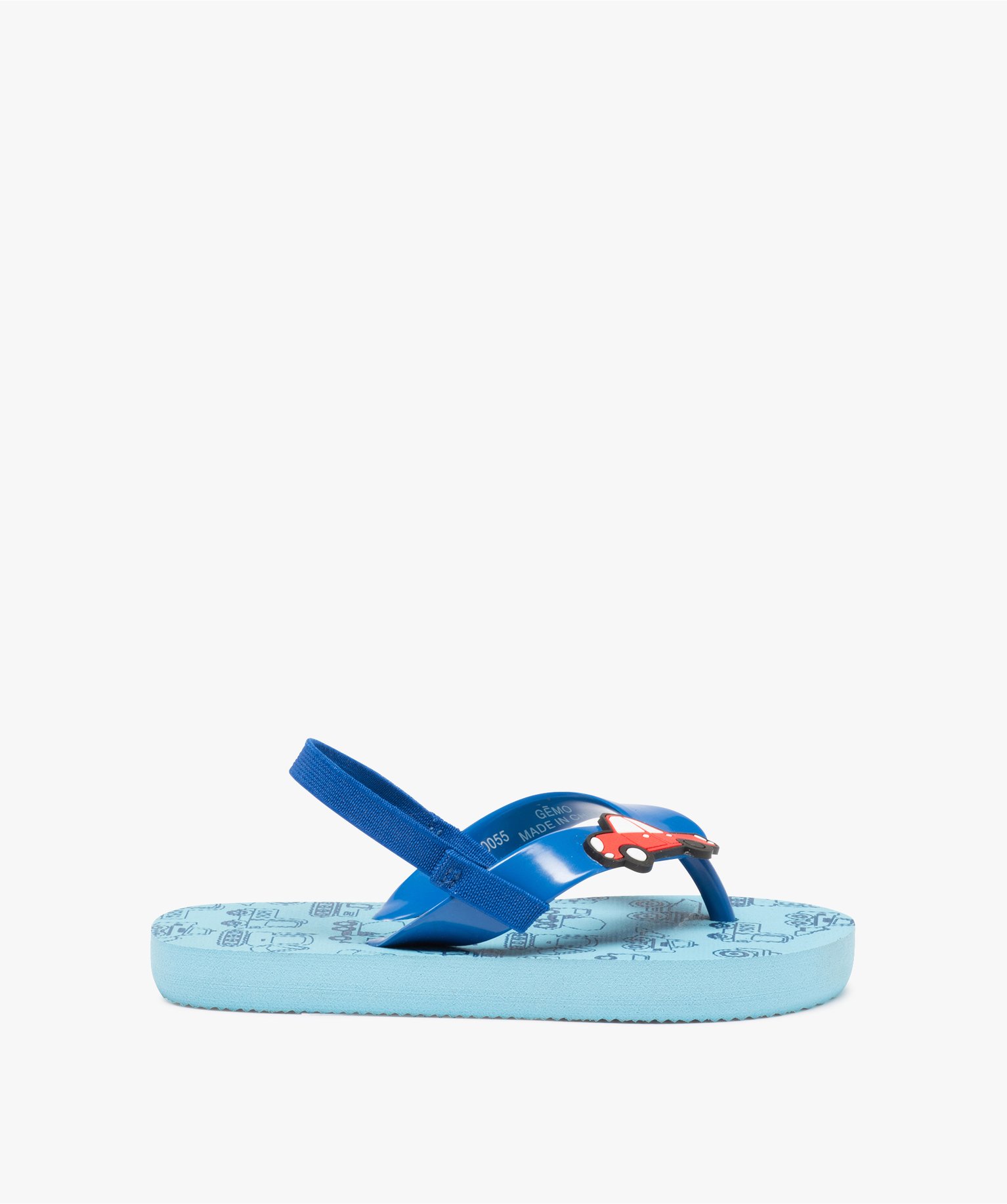 Tongs Garçon motif voitures avec bride élastiquée bleu | GEMO