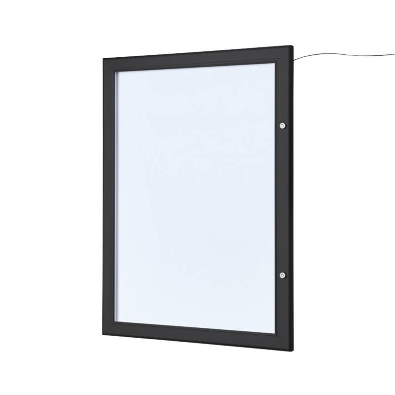 SHOWDOWN Menütafel Magnetisch A4 Wandmontage mit Schrauben Abschließbar 50,5 (B) x 67,9 (H) cm Schwarz
