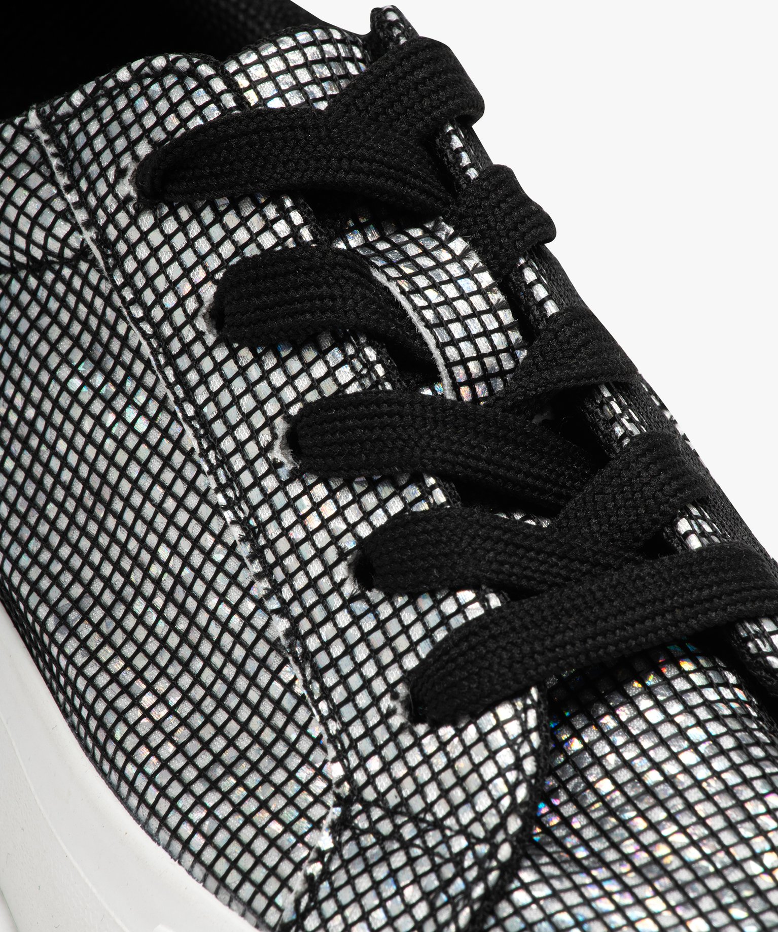 Baskets fille irisées à semelle compensée effet filet argent | GEMO