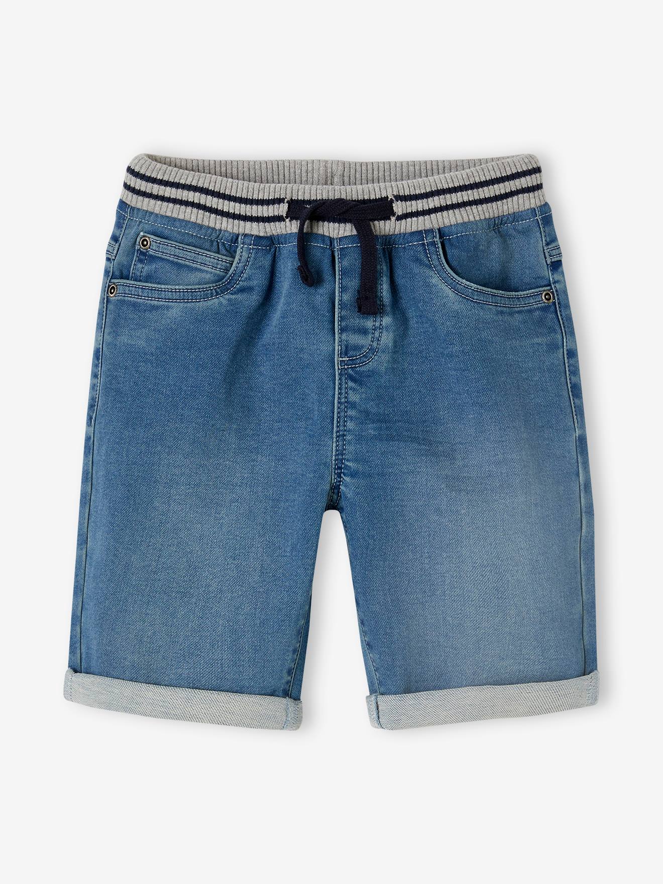 Vertbaudet Jungen Shorts mit Schlupfbund, Denim-Look - blue stone