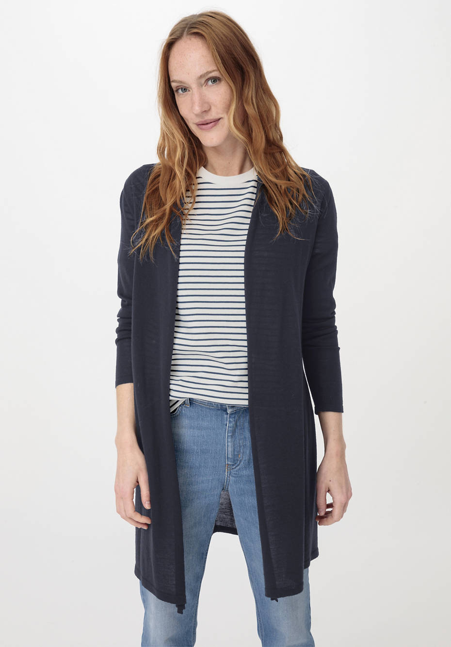 Long Strickjacke aus reiner Bio-Merinowolle