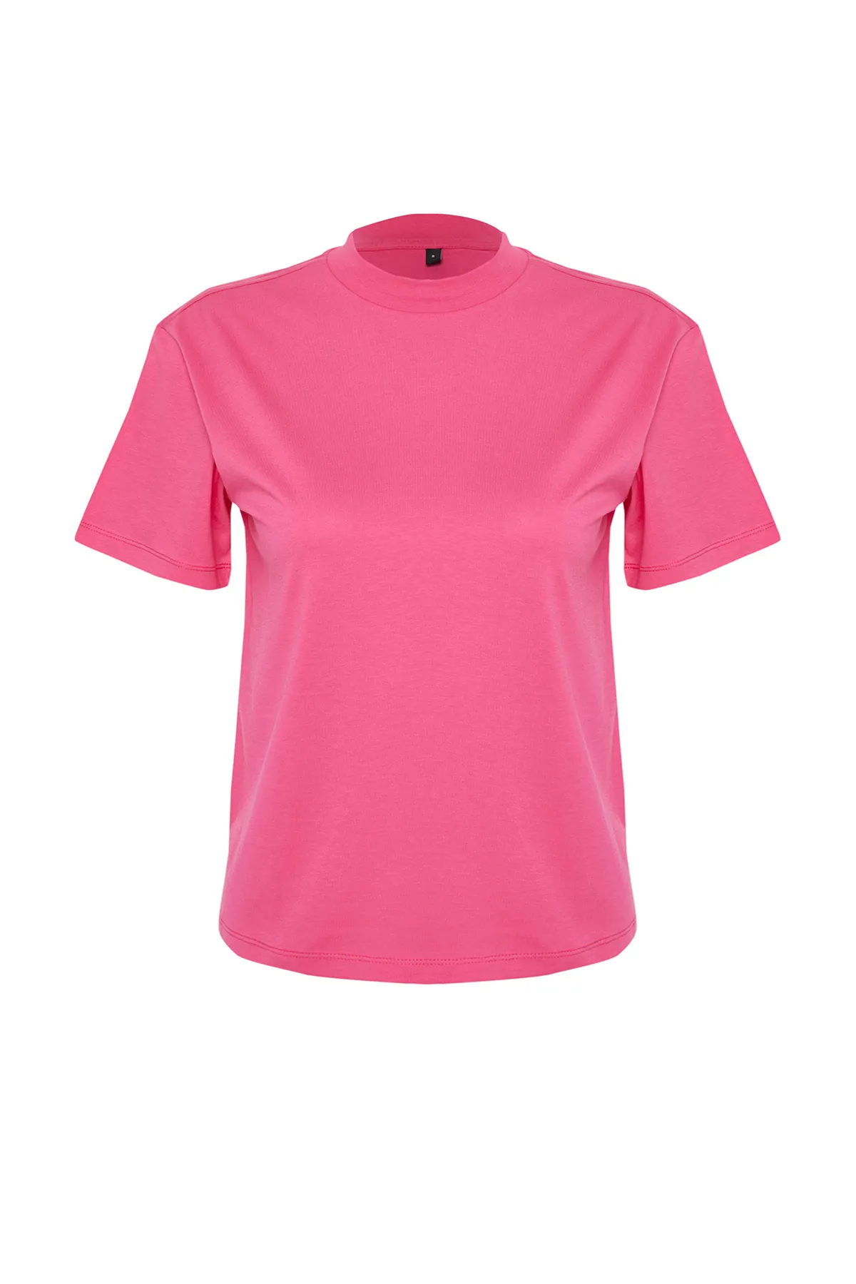 Trendyol Collection  Dunkelrosa Basic-Strick-T-Shirt aus 100 % Baumwolle mit Stehkragen TWOAW20TS0096