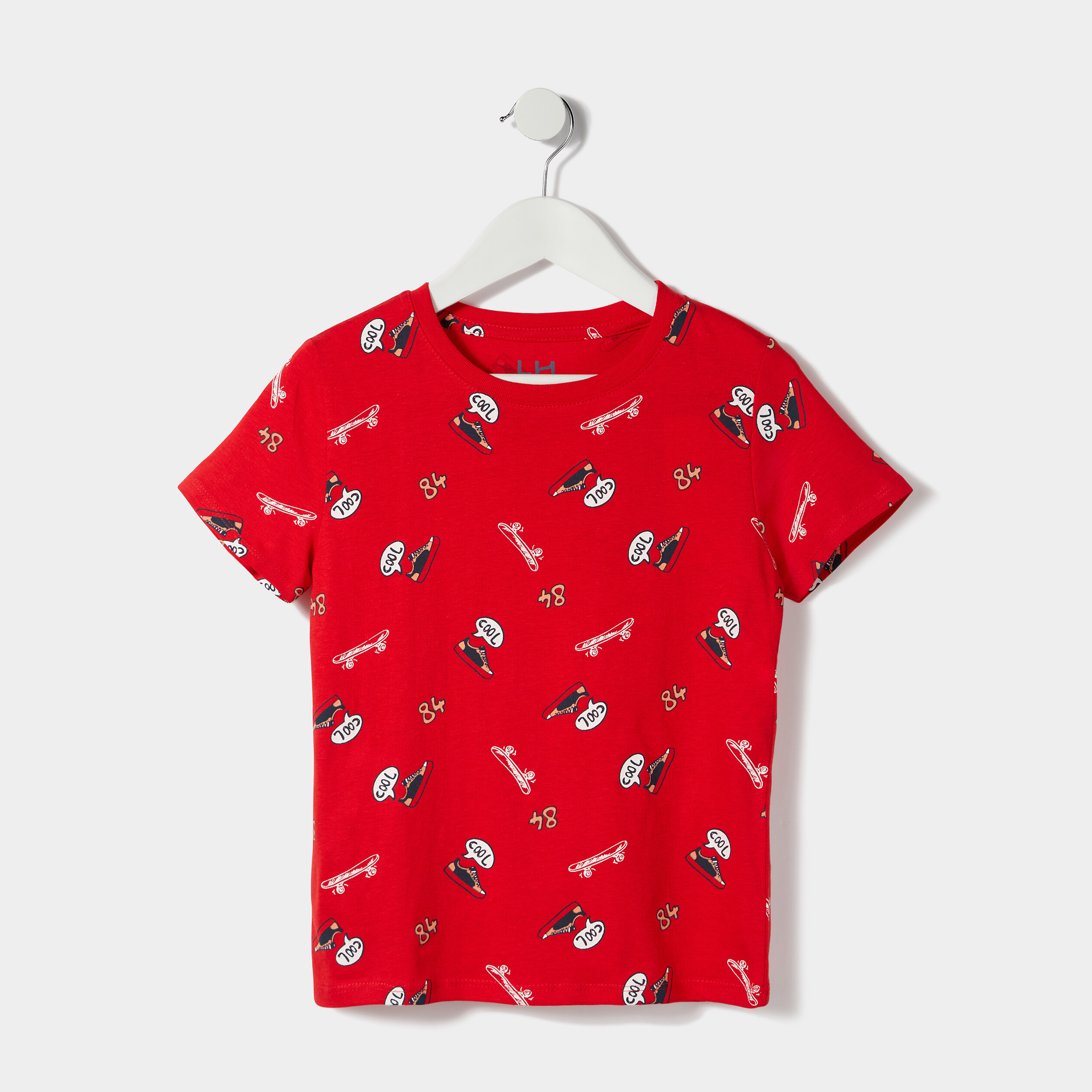 T-shirt manches courtes rouge fluo garçon | La Halle