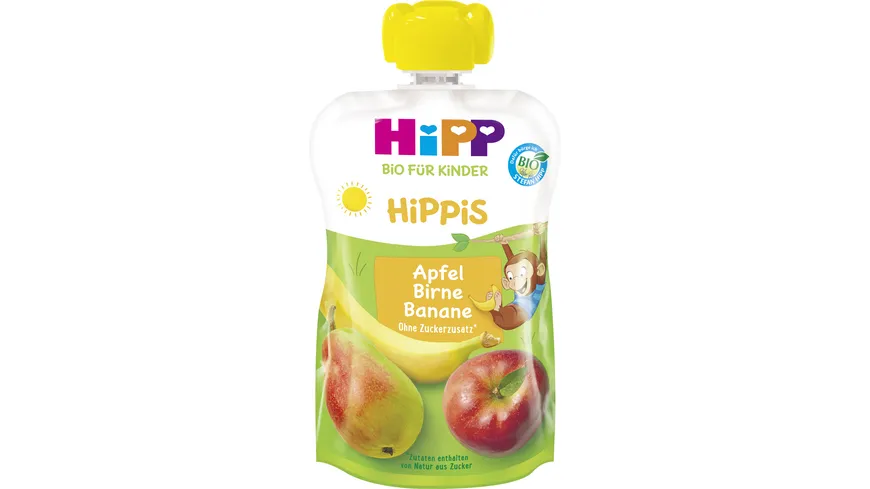 HiPP Bio für Kinder HiPPiS im Quteschbeutel Apfel-Birne-Banane ohne Zuckerzusatz 100 g