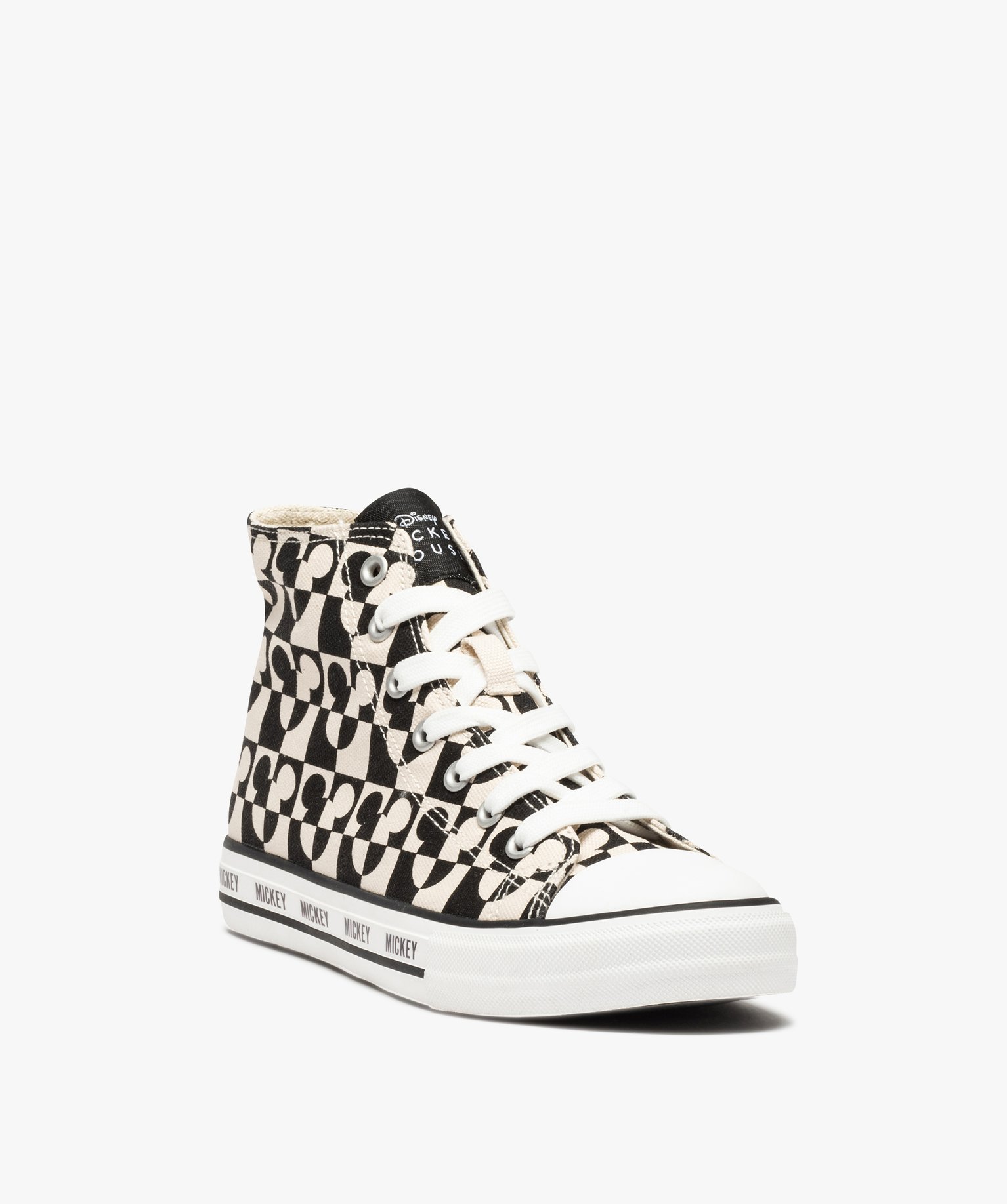 Baskets femme montantes en toile imprimée - DS noir | GEMO
