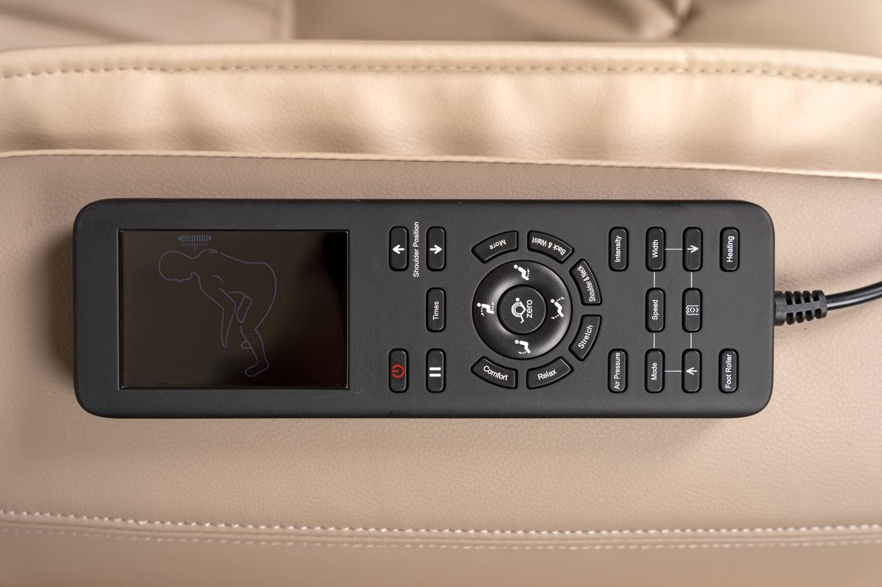 PureHaven Massage-Sessel 180x77x55 cm Knet- und Klopfmassage Heizfunktion Bluetooth USB Sprachsteuerung beige PU-Leder Fuß- Rücken- und Gesäßmassage