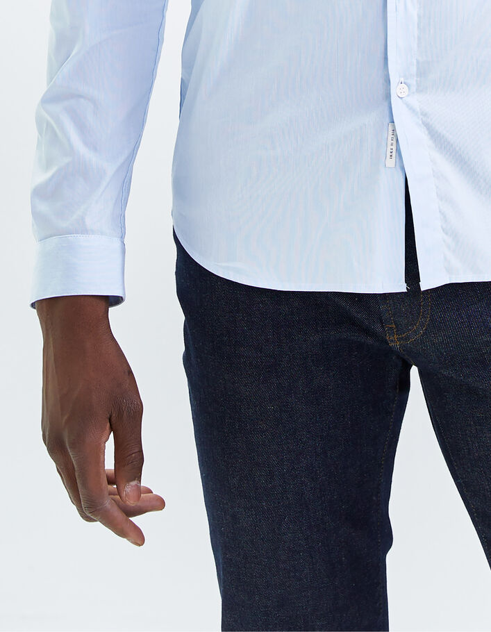 Chemise SLIM bleu ciel à fines rayures Homme