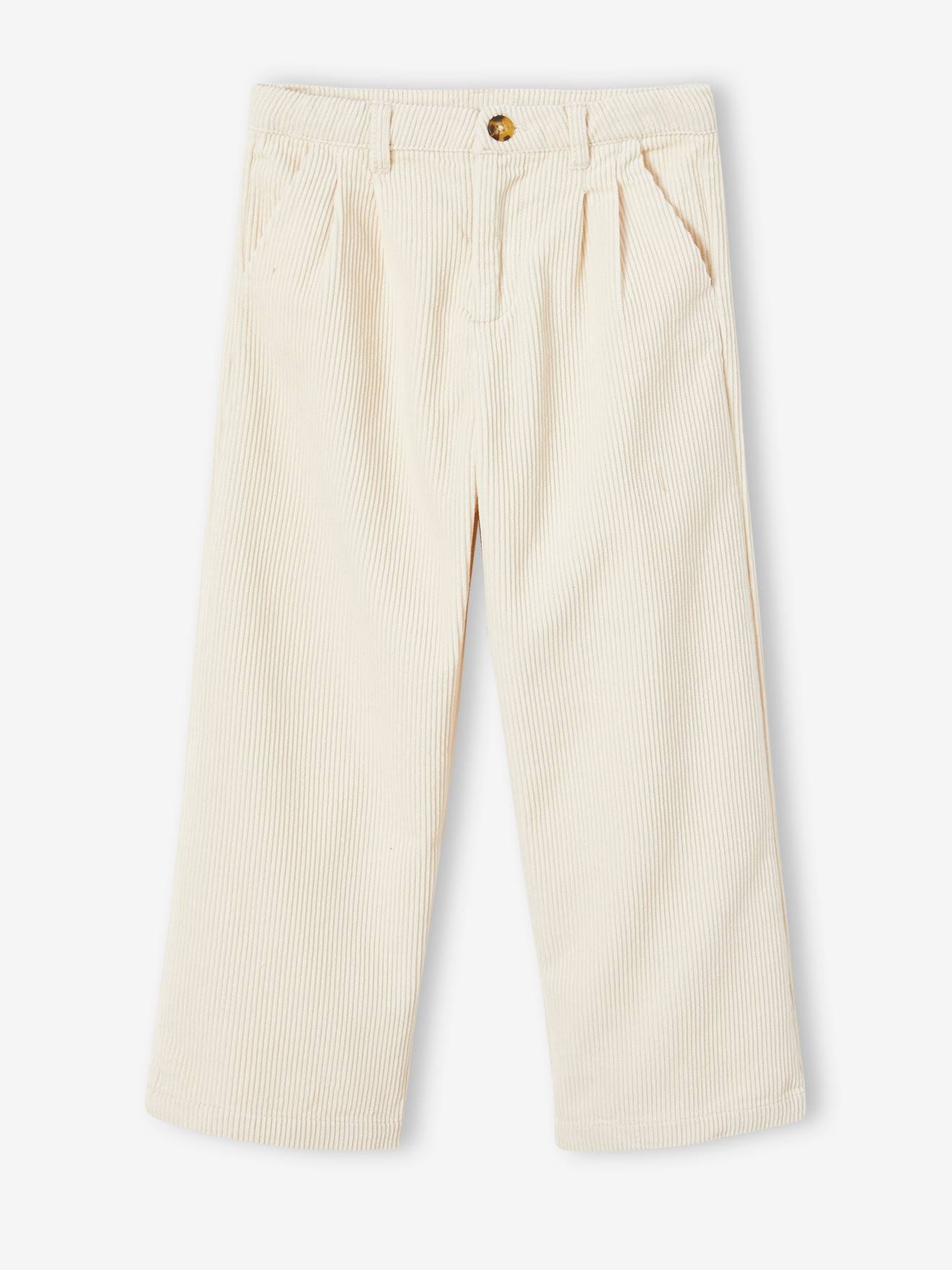 Pantalon large en velours côtelé fille bleu