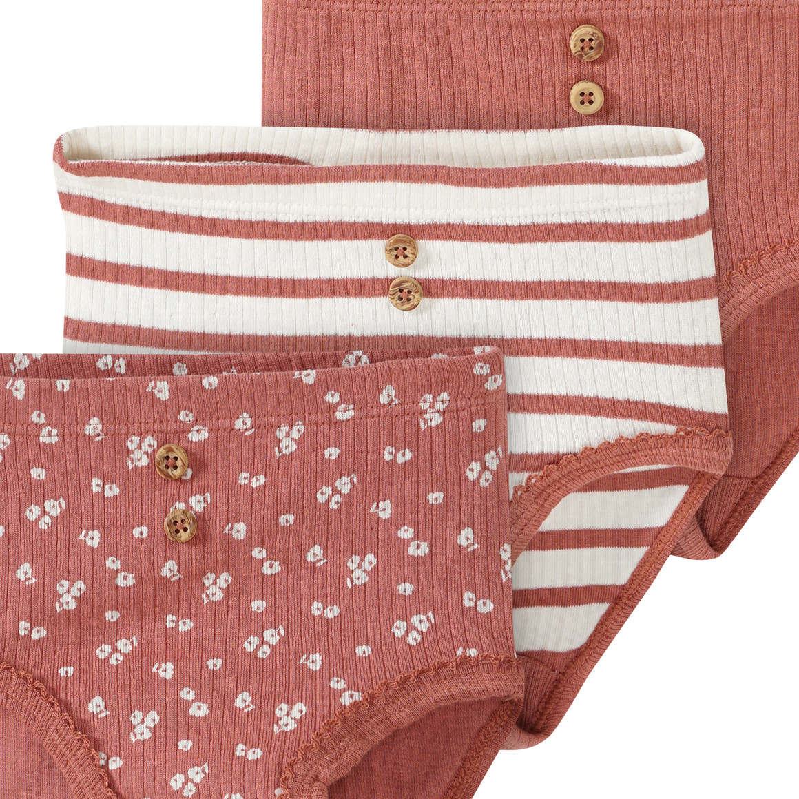 3 Baby Slips mit Rippstruktur