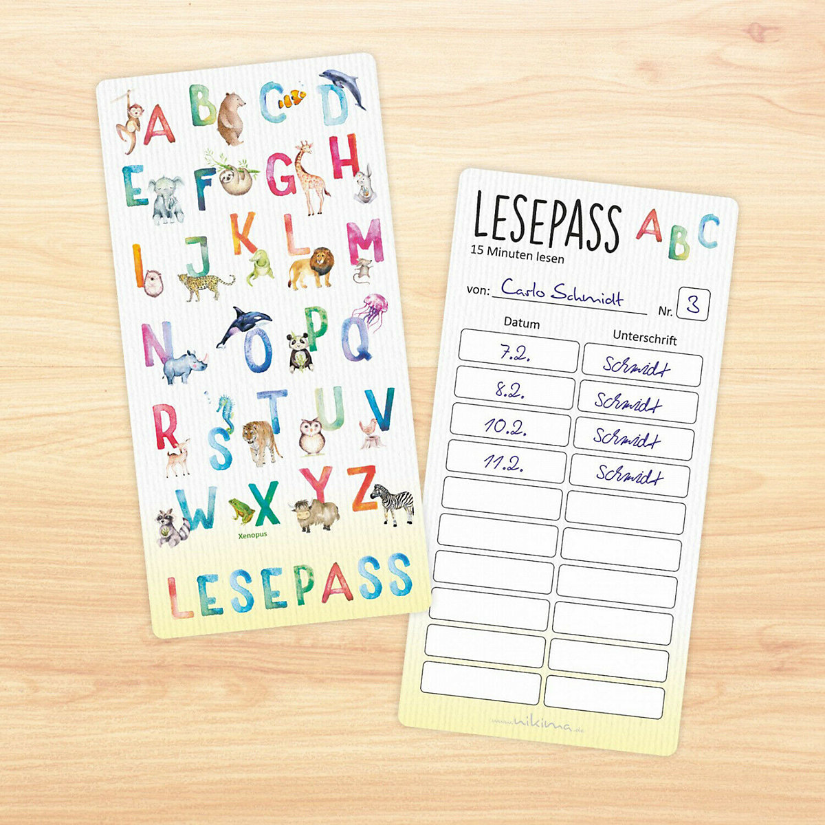 Lesepass Alphabet Lesezeichen zum lesen üben Grundschule 10-100 Stück Lesezeichen