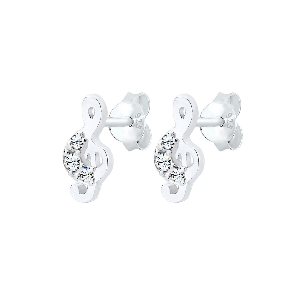 Elli Elli Boucles d'Oreilles Femme Clef Motif Classic avec Cristaux en Argent Sterling Boucles d'oreilles