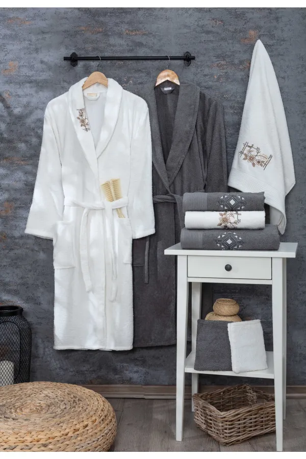 Güvenal  Asya 16-teiliges, verpacktes Mitgift-Familien-Bademantel-Set | Bademantel-Set | Mitgift-Set | Bademantel | Bademantel-Set