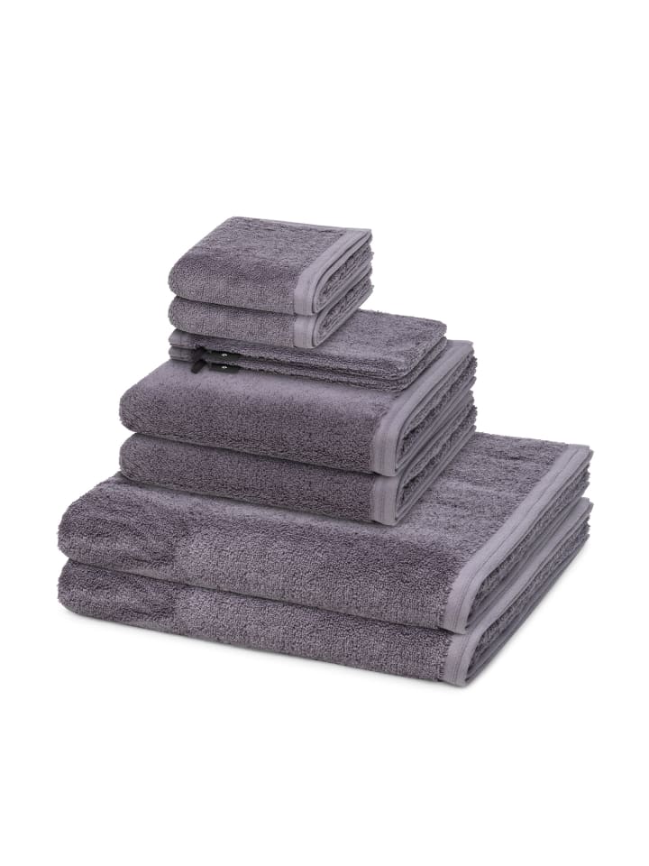 Vossen 2 X Wasch- 2 X Gäste- 2 X Dusch- 2 X Handtuch im Set Vegan Life in Dunkelgrau günstig kaufen 8