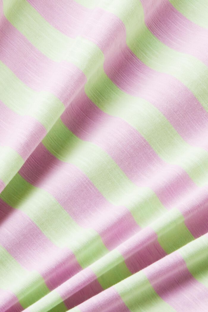 Gestreiftes Baumwoll-T-Shirt mit V-Ausschnitt