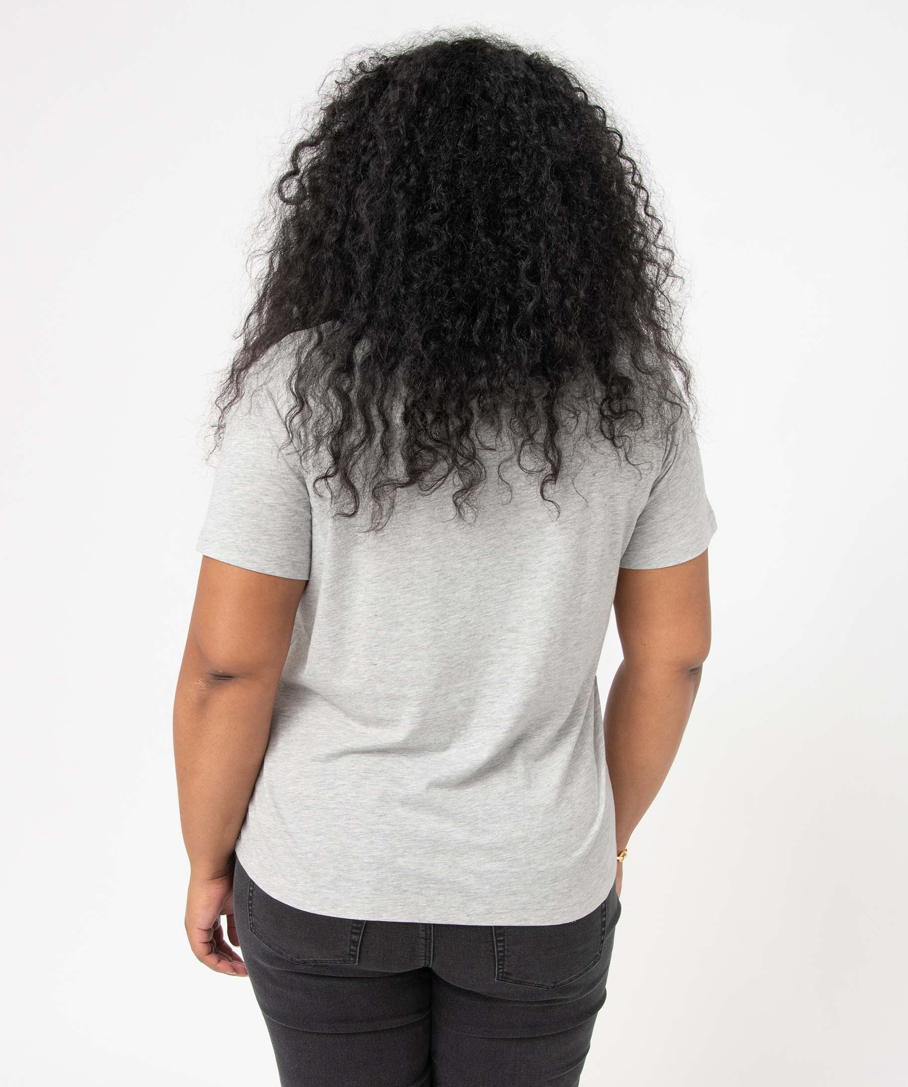 Tee-shirt femme grande taille avec col V gris | GEMO
