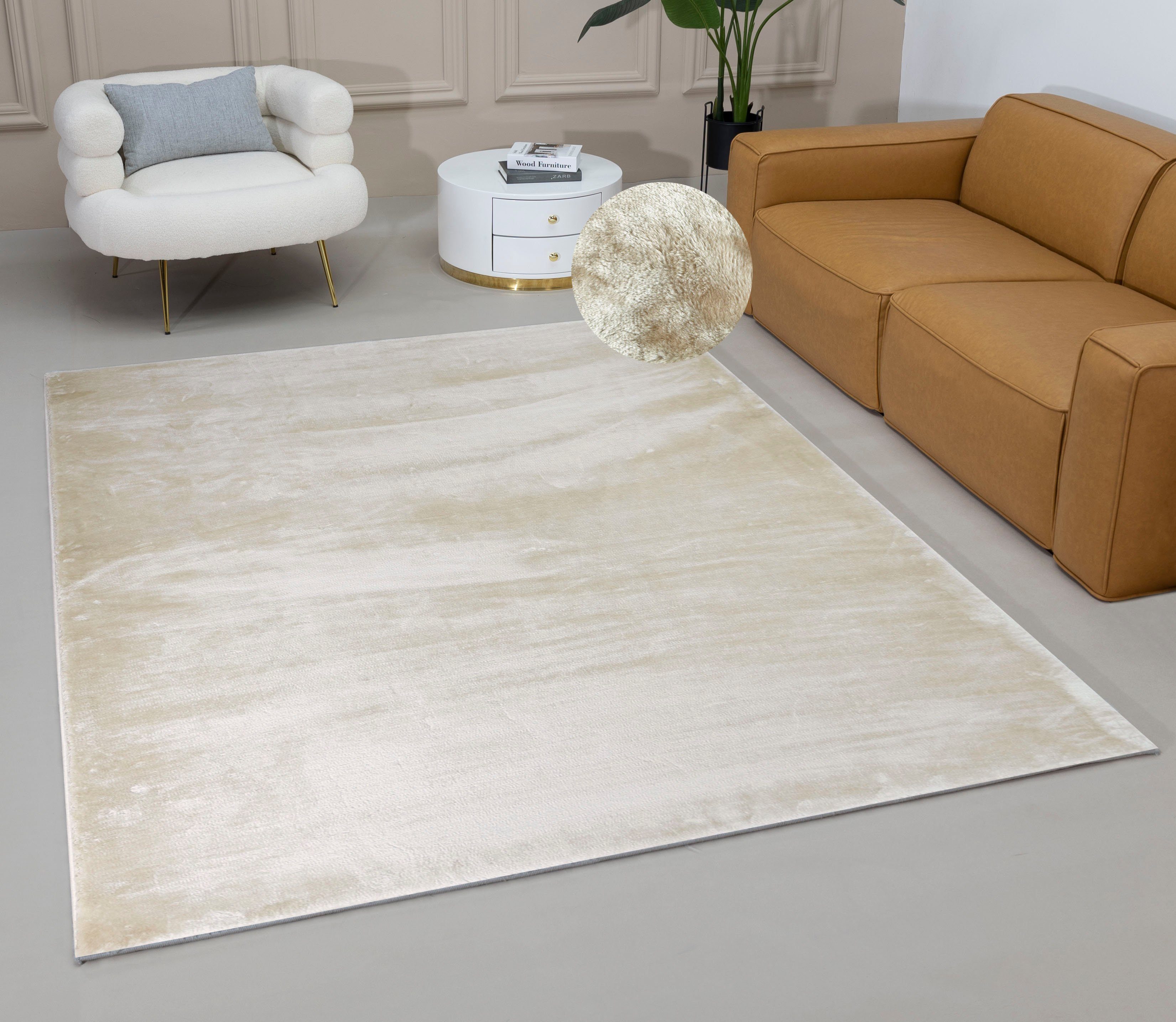 Hochflor-Teppich Cashmere, Fell-Optik, Leonique, rechteckig, Höhe: 25 mm, changierend, weiche Teppiche, Wohnzimmer, Schlafzimmer, Kinderzimmer