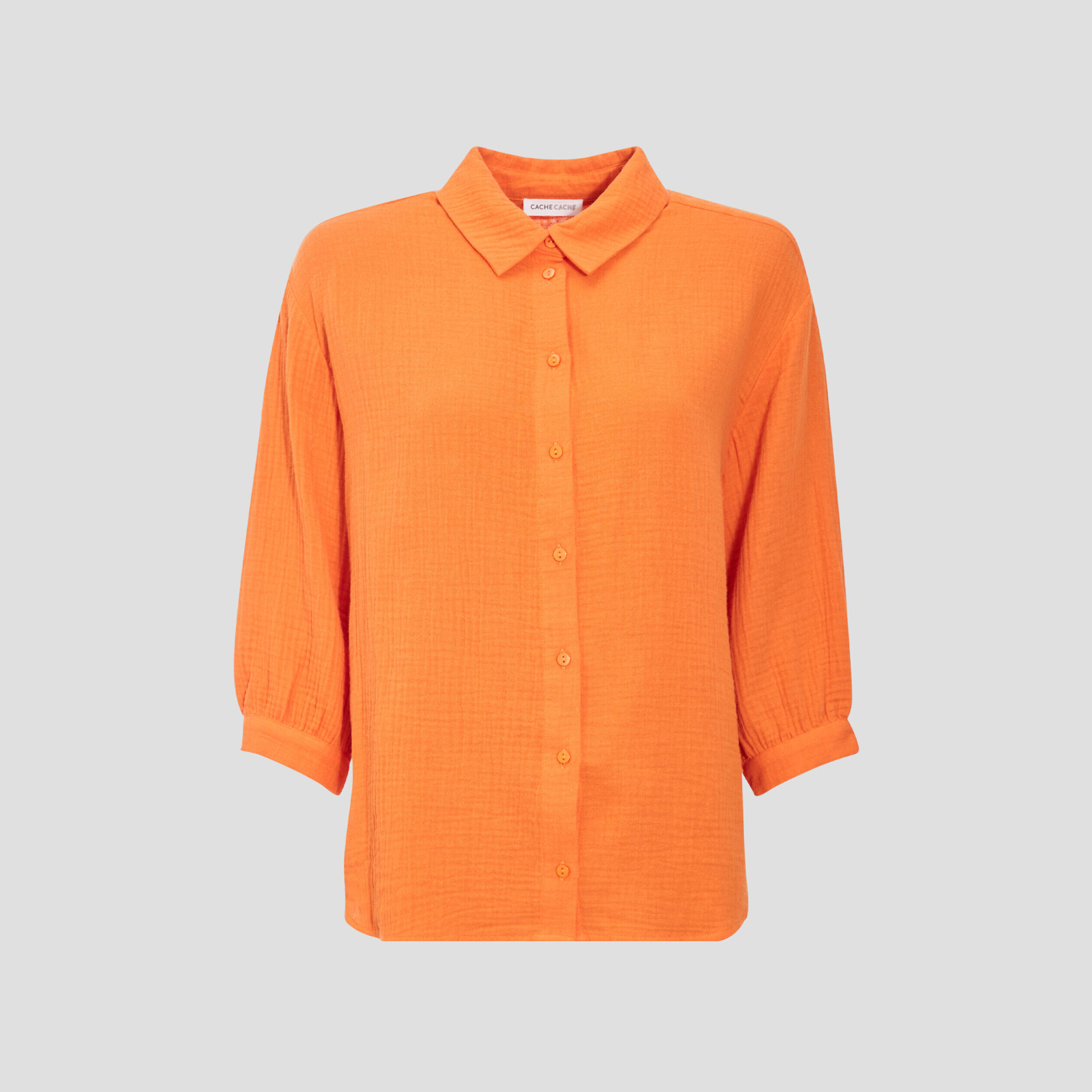 Chemise à manches 3/4 orange femme | Cache Cache